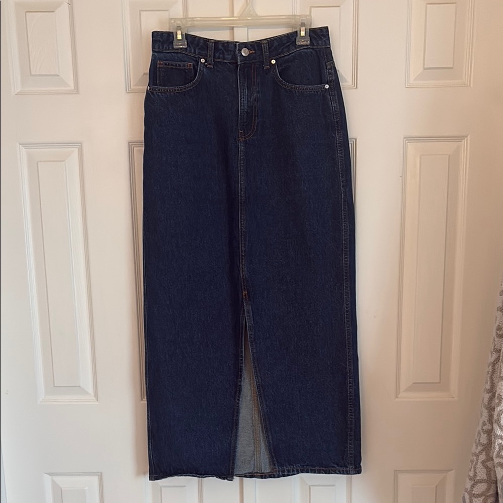 Mango Dark Wash Denim Maxi Skirt